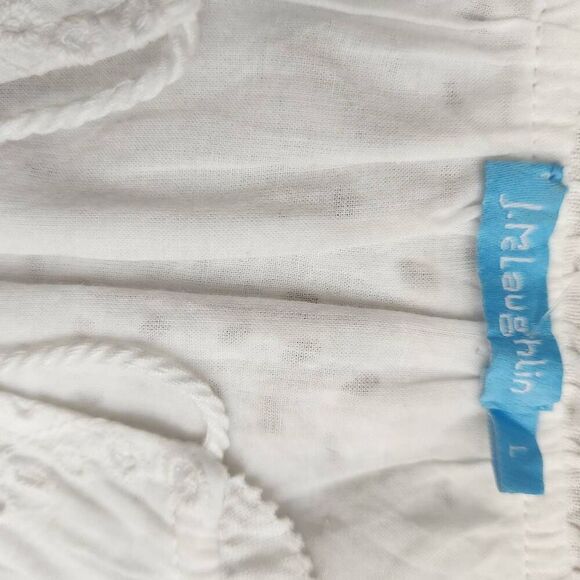 J McLaughlin Maxi Dress Large Elana White Eyelet Layered Beach Vacation Cruise - Picture 8 of 8